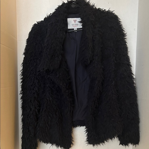 GUESS Women's Plush Navy Teddy Jacket - Picture 1 of 1